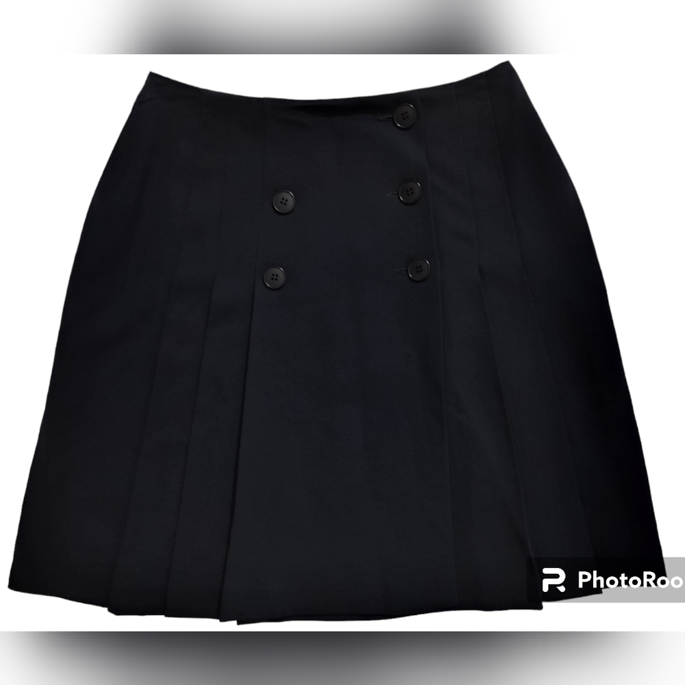 Ann Taylor Women's Navy Blue Wrap Buttoned Flap Pleated Mini Skirt Size‎ 2